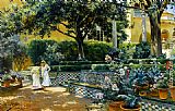 Famous Gardens Paintings - Gardens of the Alcazar Seville
